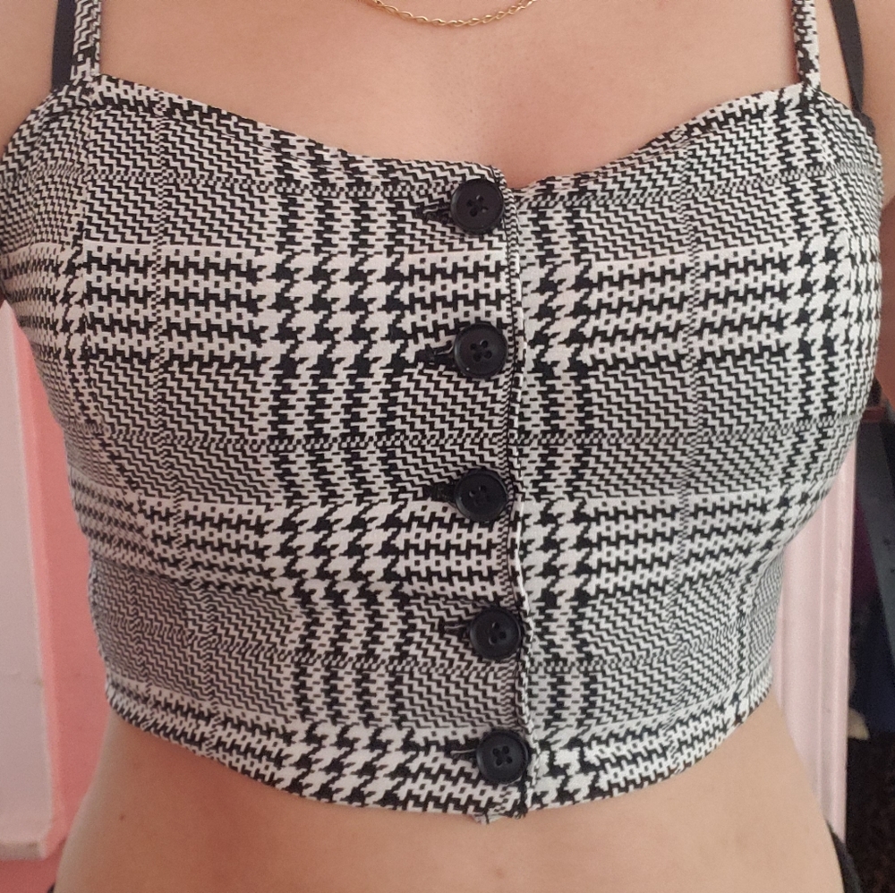 Gingham button down crop top